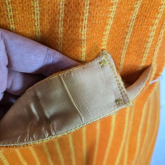 Vtg 1960s Lanz Orange Yellow Striped Sleeveless Mod Dress - Picture 6 of 10